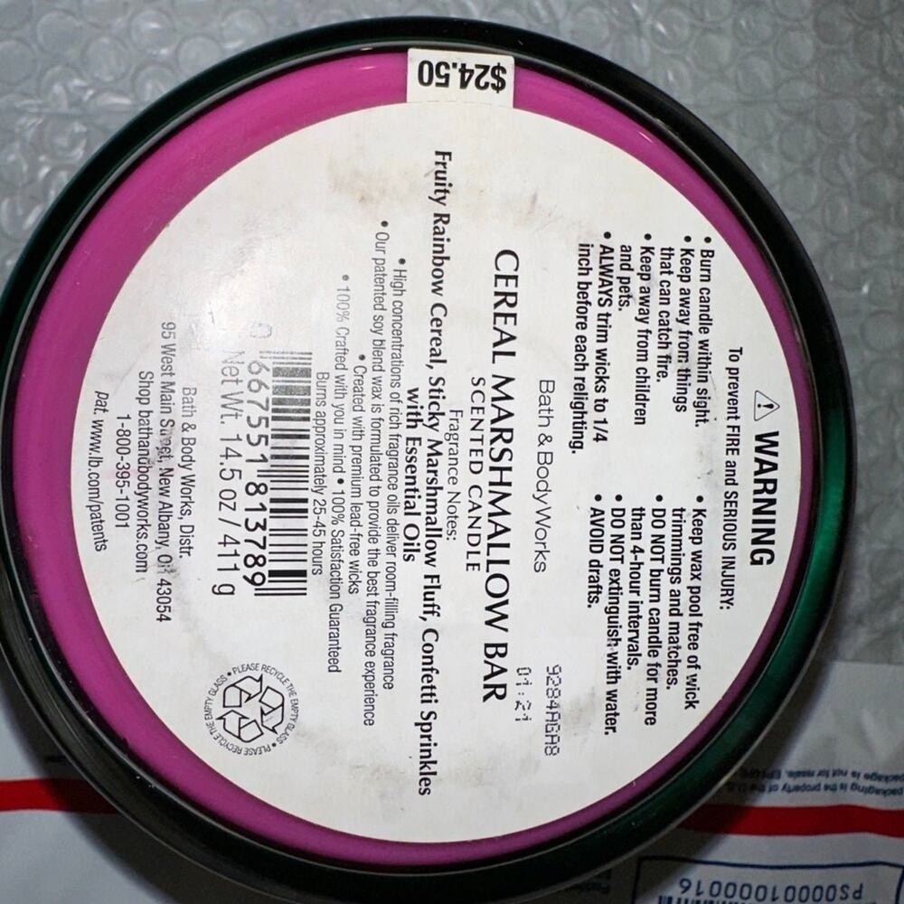 Bath and body works cereal marshmallow bar 3‎ wick candle - Picture 2 of 6